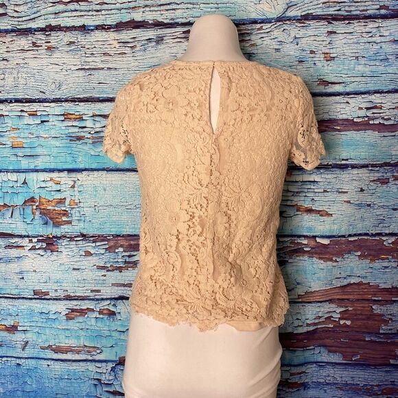 Lulu's Turn Back Time blush pink lace tiered top small - Picture 5 of 9